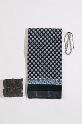 Black Linen Hand Block Saree